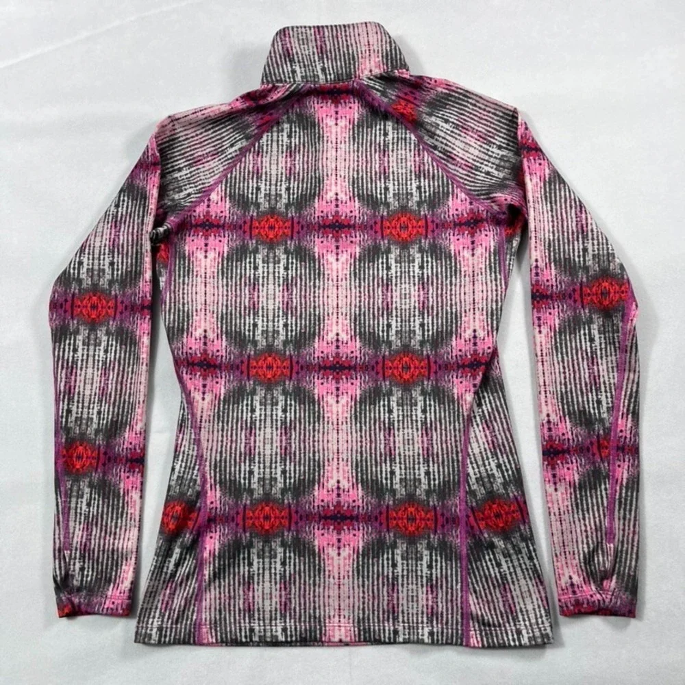 Nike Pro Combat 1/4 Zip Women Medium‎ Fitted Pullover Pink Dri Fit Artsy Print